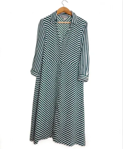 Vestido Chemise H&M listrado verde