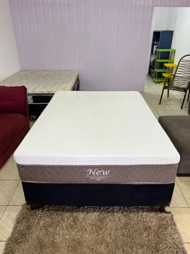 Cama boca Casal New molas ensacadas espuma D28 semi nova ((ENTREGO GRATIS))