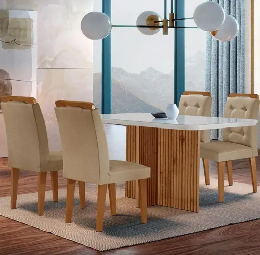 Vendo uma mesa de jantar Olímpia 120cm MDF CANTO COM 4 CADEIRAS