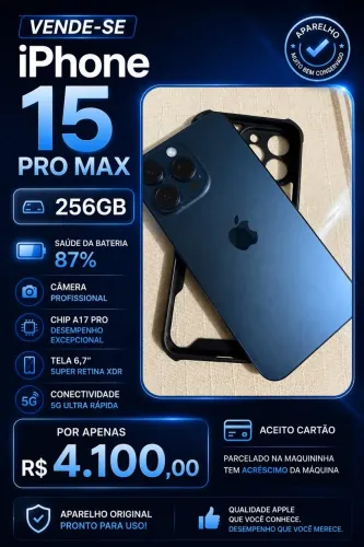 iPhone 15 Pro Max 256 perfeito 