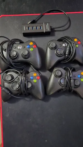 4 controle xbox cabo + hub