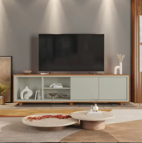 Rack Dux até 75? - Estrutura 100% MDF, Gaveta Interna Bipartida e Dobradiças Slow Motion