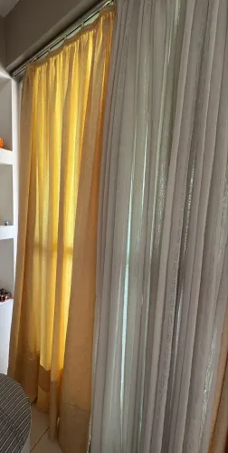 Cortinas de crepe de seda bege
