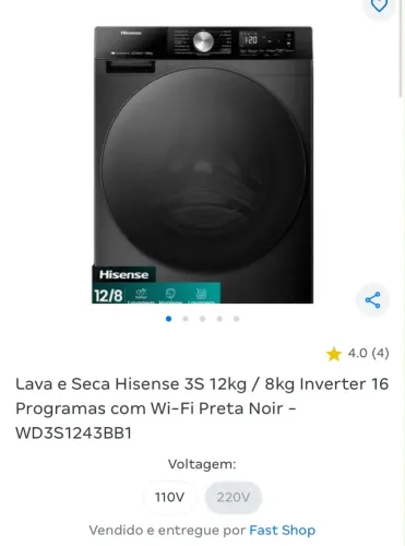 Lava e Seca Hisense 1i Titânio 11kg