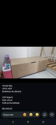 Baú 100% MDF com rodinhas de silicone