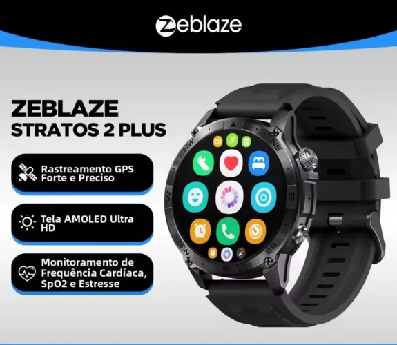 Relógio Smartwatch Zeblaze Stratos 2 Plus GPS AMOLED Chamadas