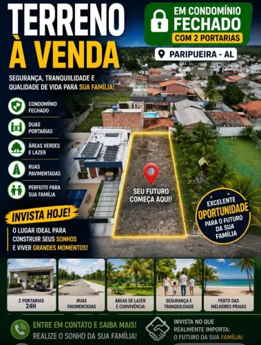 Terreno 300m² no Acquaville Paripueira - Documentado - Lazer Completo