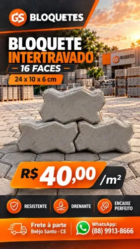 Bloquetes intertravado 16 faces 24x10x6