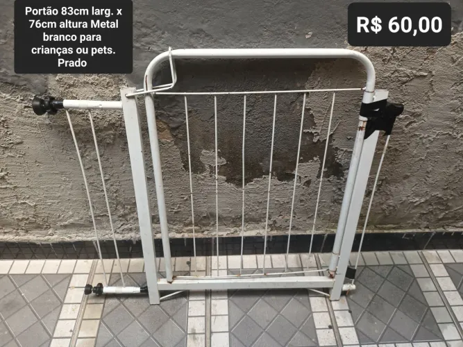 Portão para crianças ou pets metal branco