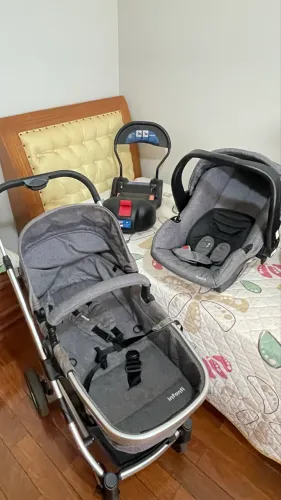 Kit carrinho, cadeirinha e suporte P/ carro