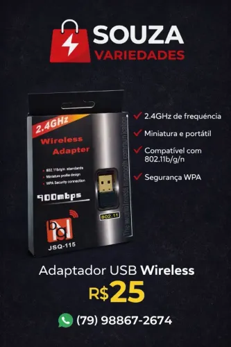 Adaptador Wi-Fi Wireless 2.4GHz 900Mbps