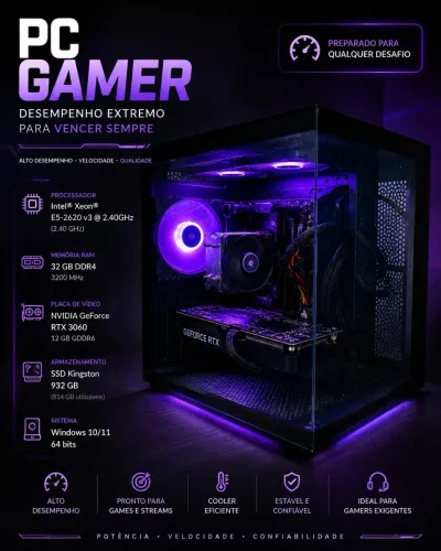 PC GAMER RTX 3060 12GB + 32GB RAM + SSD 1TB
