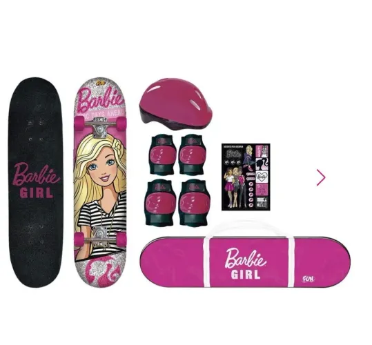 Skate barbie com kit proteção