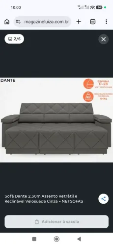 Sofá Dante reclinável retrátil 2,30m novo sem uso qualidade