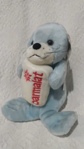 Pelúcia Parmalat brinquedo promocional foca azul