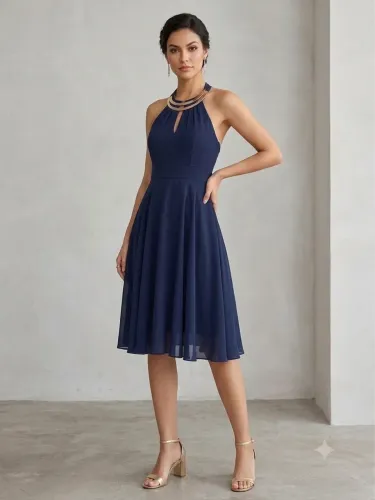 Vestido mottive azul marinho casual/chique - tamanho P
