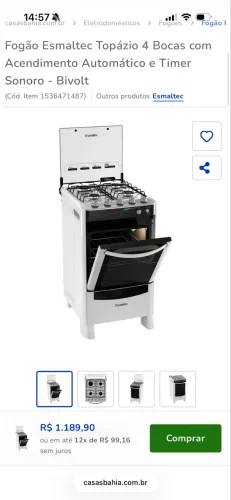 Fogão Esmaltec Inox com Super Forno Autolimpante 4 bocas