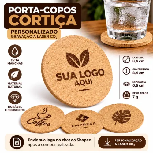 100 Porta Copos Personalizados a Laser