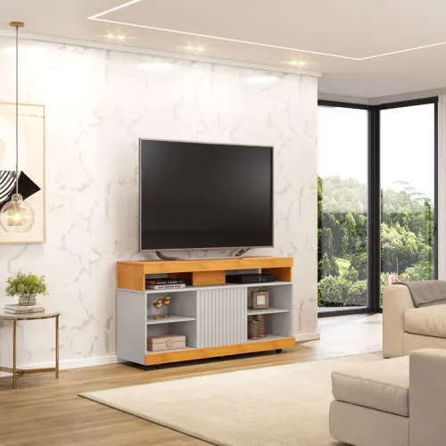 Rack pequeno com rodinha para tv de até 55 polegadas
