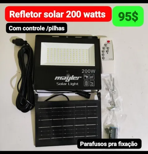 Refletor solar 200 wats luz branca 