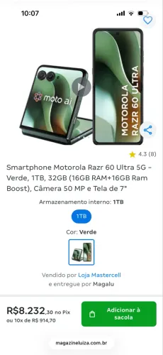 Motorola Razr 60 ultra 1 tera top