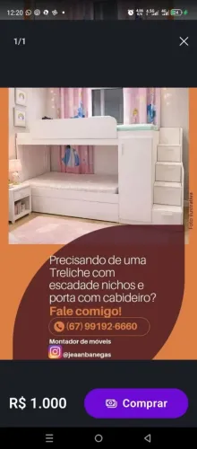 Treliche com escada de nichos e roupeiro