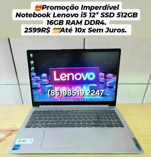 Promoção Imperdível Notebook Lenovo i5 12ª SSD 512GB 16GB RAM DDR4 Até 10x Sem Juros.