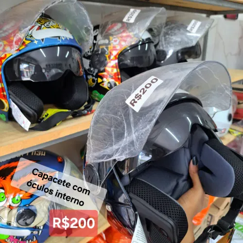 Capacete com óculos interno preço imperdível 