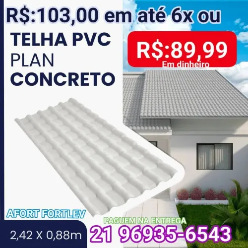 Telha de PVC 242x88 Branca Afort fortlev paguem na entrega 