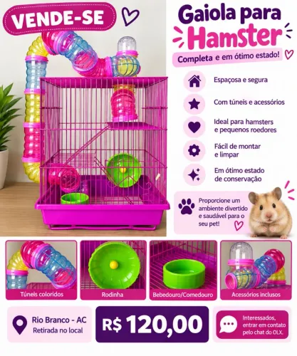 GAIOLA PARA HAMSTER - R$ 120,00