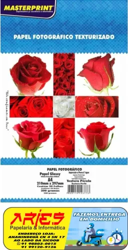 PAPEL FOTO GLOSSY TEXTURA PÉROLA A4 200G 20 FOLHAS MASTERPRINT