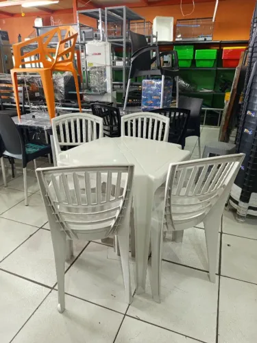 Jogo de mesa cadeira mexicana branco