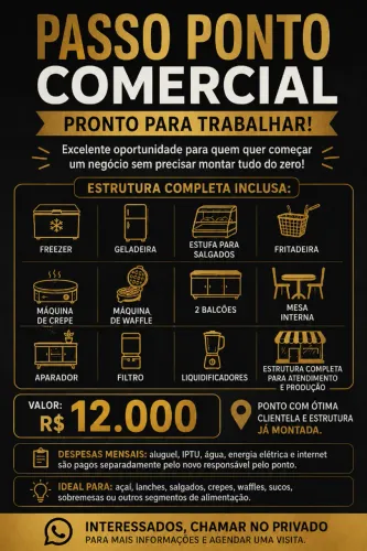 VENDA DE ESTRUTURA COMERCIAL COMPLETA - PRONTA PARA TRABALHAR
