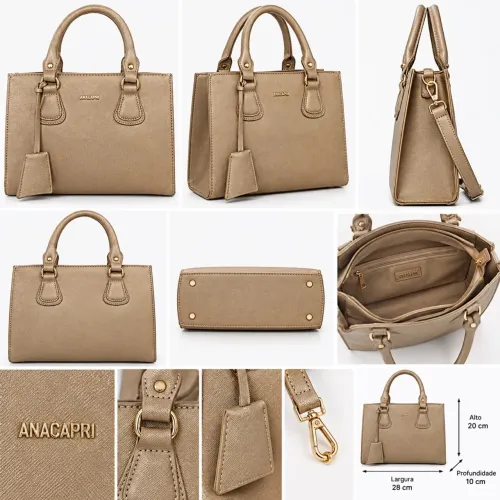 Bolsa Feminina Ana Capri Estruturada Nude/bege