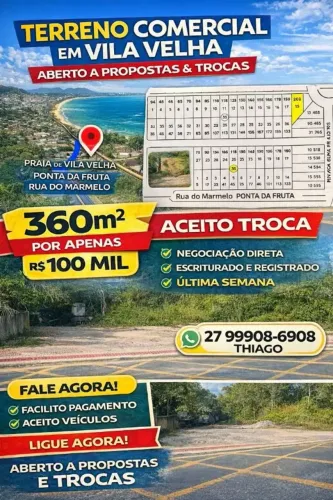 Lotes à venda no Balneário Ponta da Fruta - Interlagos 2, investimento, parcelo, troco lea