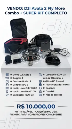DJI Avata 2 Fly More Combo + Goggles 3 + Controles Motion 3 & FPV 3 + Acessórios
