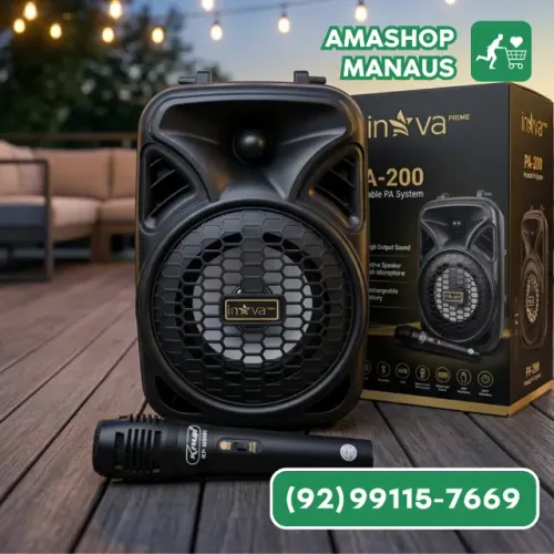 Mini Caixa de Som Portátil Kit Karaoke com Microfone Sem Fio