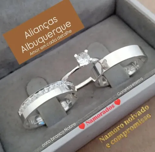 ALIANÇAS NAMORO NOIVADO EM OURO BRANCO