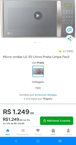 MICROONDAS LG INOX QUASE NOVO 800 REAIS