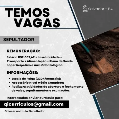 VAGA DE EMPREGO - SEPULTADOR