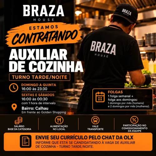 Auxiliar de Cozinha - Turno Tarde/Noite