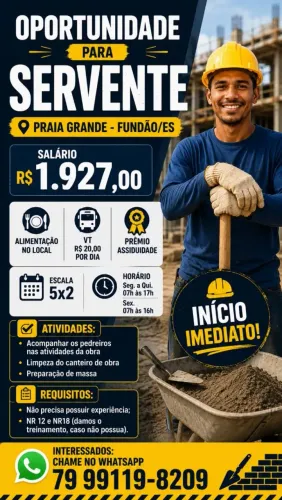 SERVENTE - INÍCIO IMEDIATO
