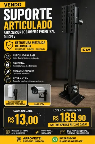 Suporte Articulado para Barreira de Alarme