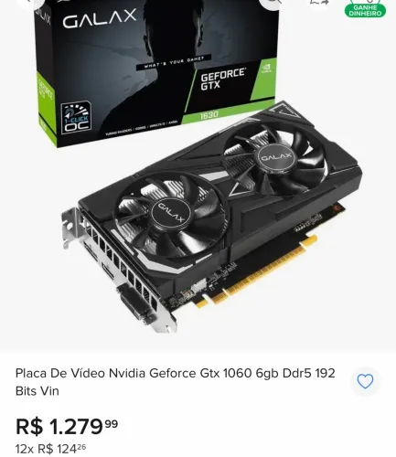 GTX 1060 6gb PLACA DE VÍDEO