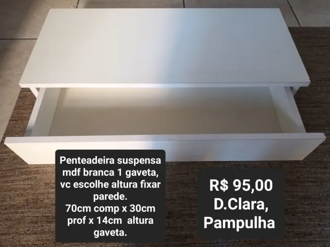 Penteadeira suspensa branca fixar parede
