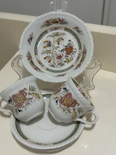 CONJUNTO 2 XÍCARAS CAFÉ E BOWL P/PETIT-FOURS- PORCELANA INGLESA ?ADAMS?