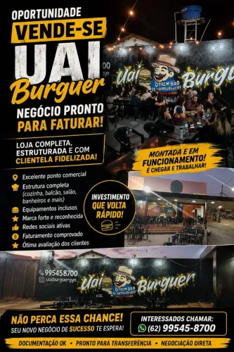 Venda de móveis e equipamento para hambúrgueria