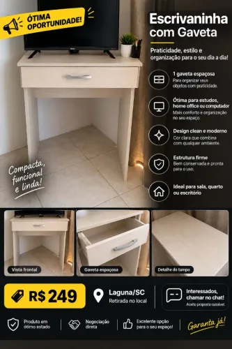 ? Escrivaninha com Gaveta - Ótimo Estado