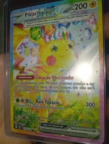 Carta Pokémon Pikachu EX 2024 ilustração Rara Especial NM Perfeita