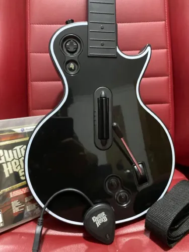 COM O DONGLE! Guitarra Gibson Les Paul Black e Jogo Guitar Hero 5 original completo